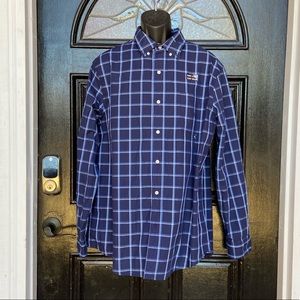 Dark Blue Men Button Down Shirt.